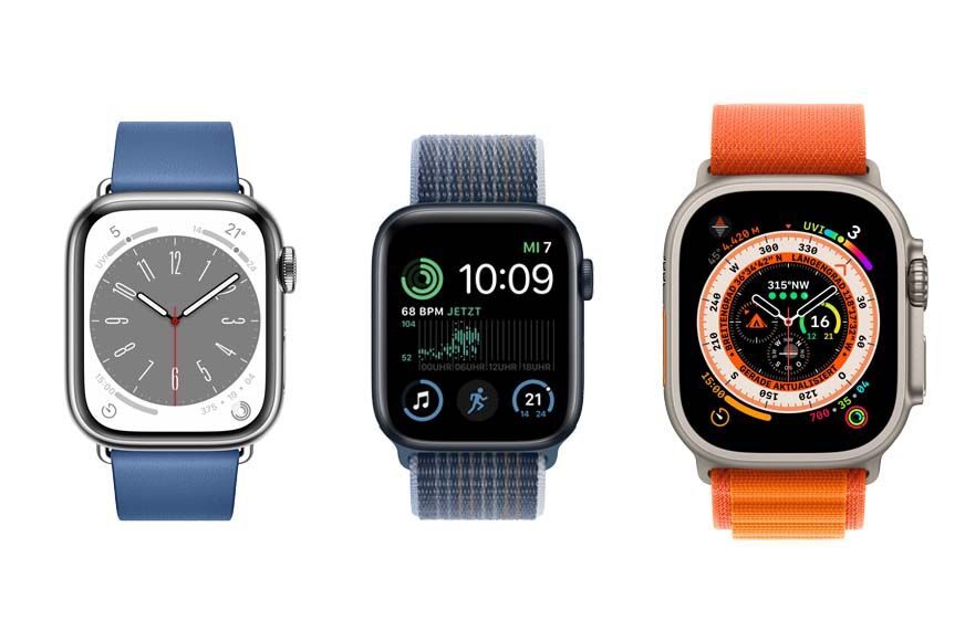 Вы можете увидеть Apple Watch SE, Series 8 и Ultra.